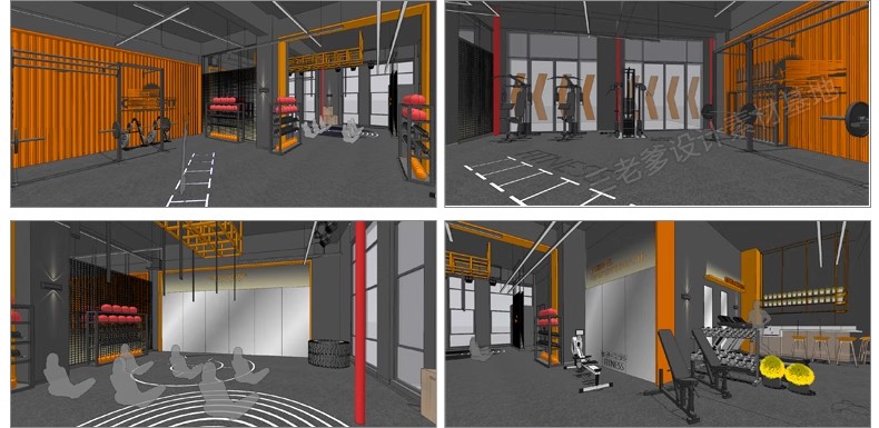 图片[44]-现代工业风健身房SU模型配套CAD施工图俱乐部私教瑜伽室草图大师-大怪兽分享