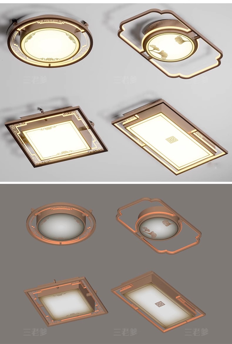 图片[37]-草图大师现代轻奢欧式客厅餐厅卧室方形圆形吸顶灯盘灯灯具SU模型-大怪兽分享