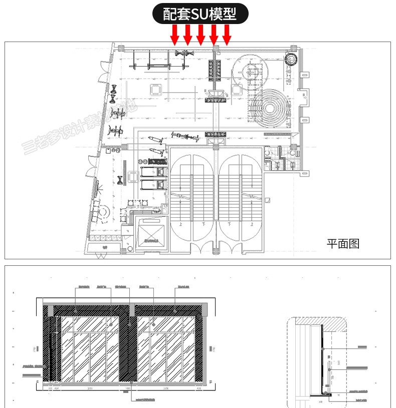 图片[45]-现代工业风健身房SU模型配套CAD施工图俱乐部私教瑜伽室草图大师-大怪兽分享