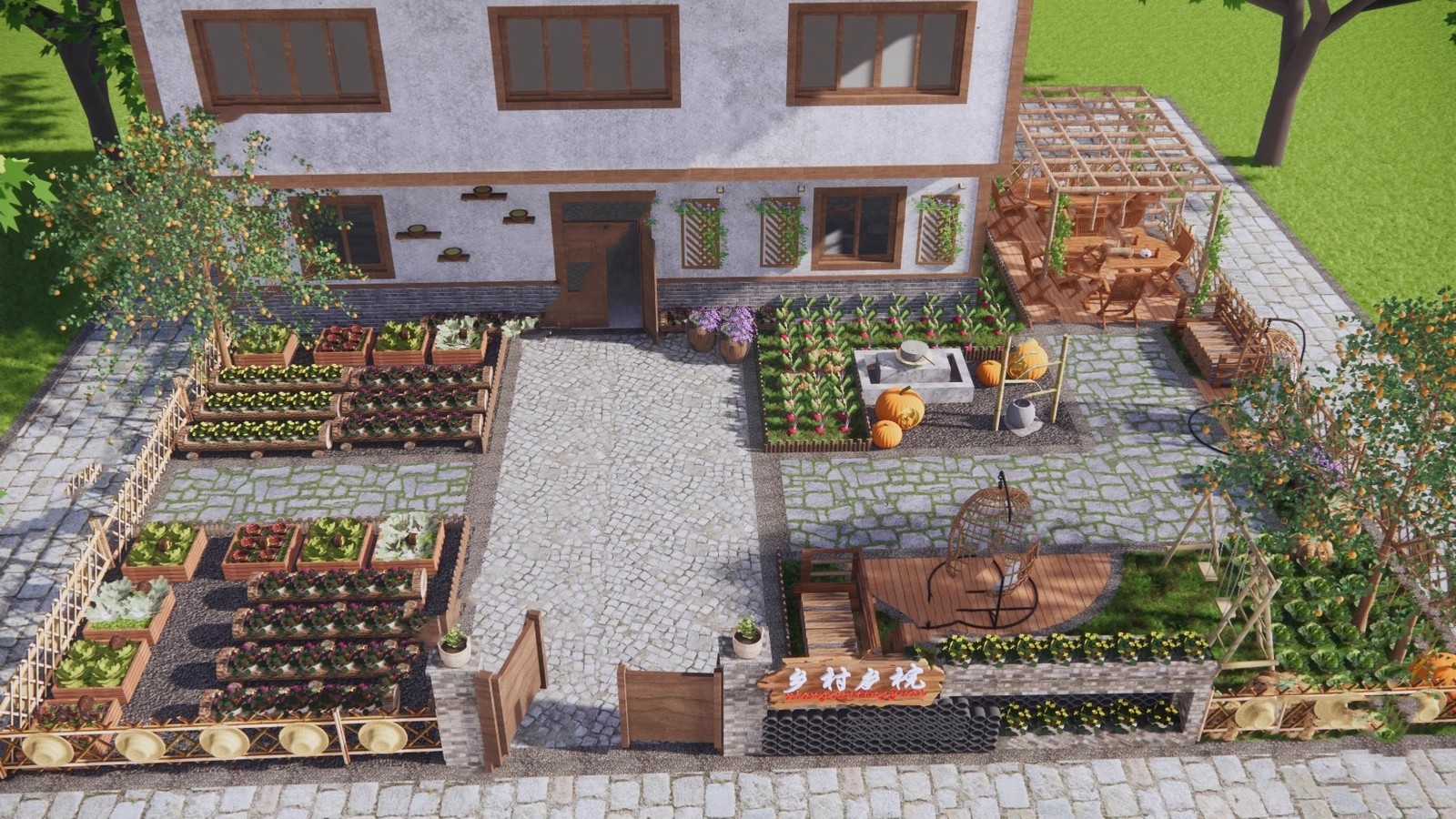 图片[37]-农村乡村田园庭院子蔬菜种植园农家乐菜地菜园栅栏草图大师SU模型-大怪兽分享