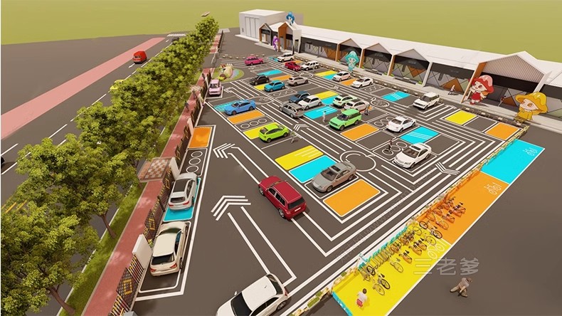 图片[39]-户外生态露天停车场SU模型公共停车坪停车位sketchup草图大师素材-大怪兽分享