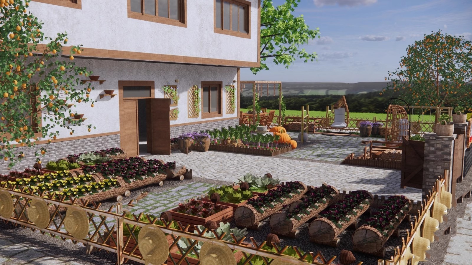 图片[38]-农村乡村田园庭院子蔬菜种植园农家乐菜地菜园栅栏草图大师SU模型-大怪兽分享