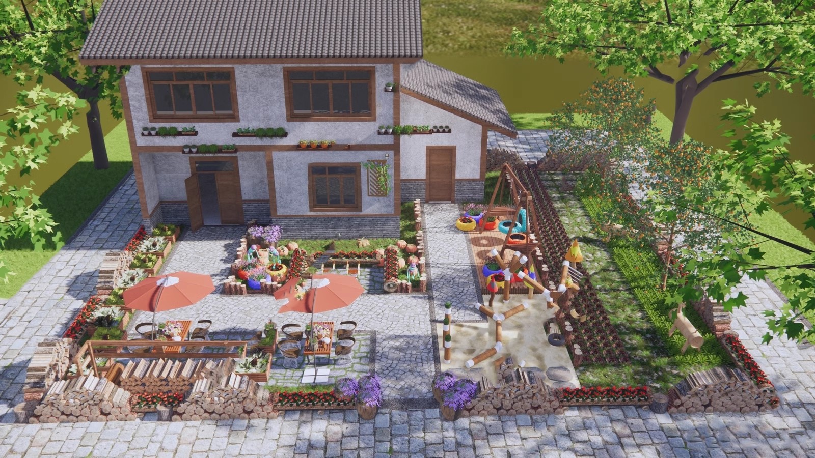 图片[39]-农村乡村田园庭院子蔬菜种植园农家乐菜地菜园栅栏草图大师SU模型-大怪兽分享