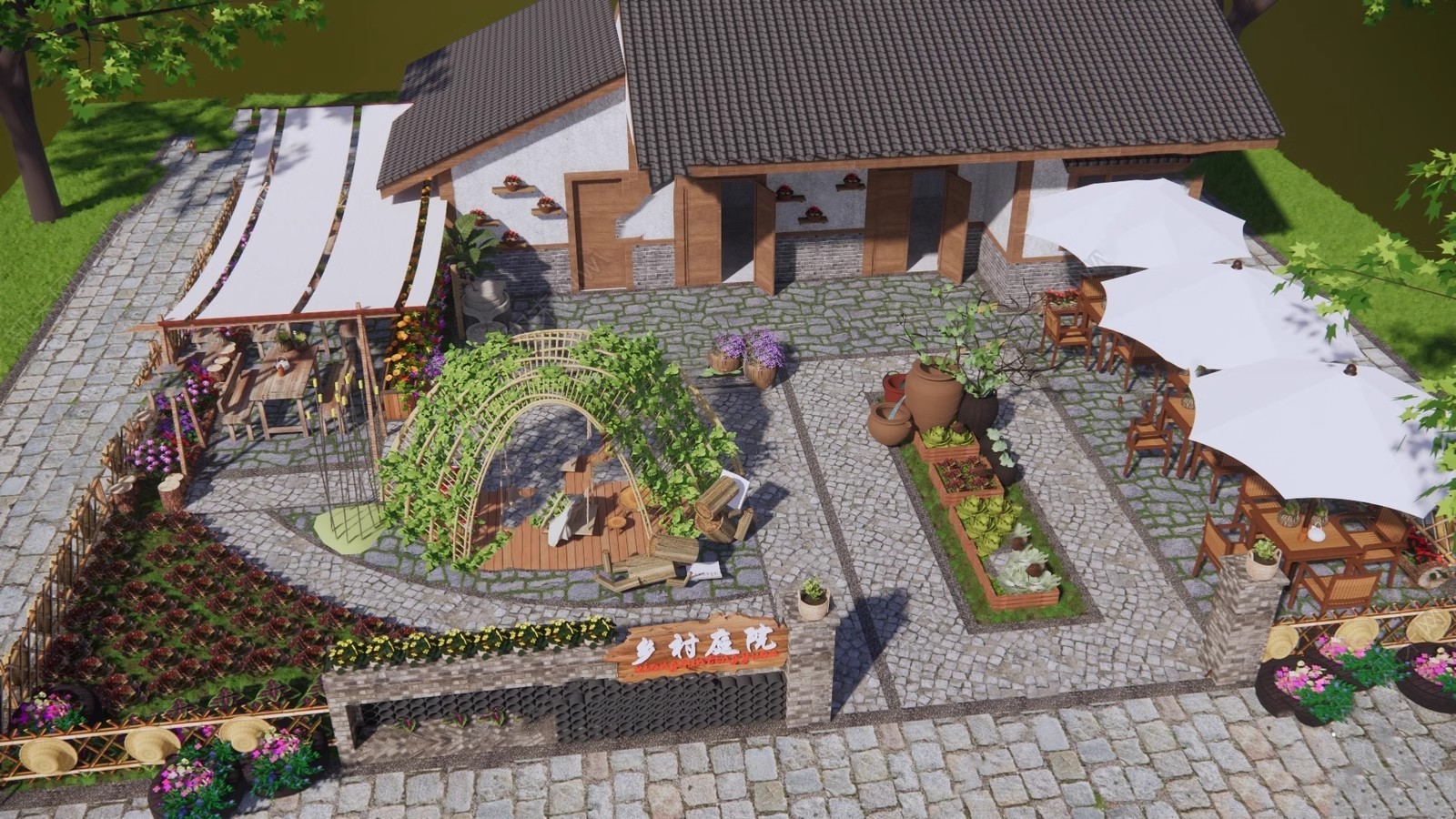 图片[41]-农村乡村田园庭院子蔬菜种植园农家乐菜地菜园栅栏草图大师SU模型-大怪兽分享