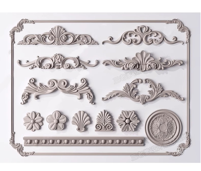 图片[29]-草图大师欧式法式雕花角花罗马柱石膏线条角线建筑构件SU模型库-大怪兽分享