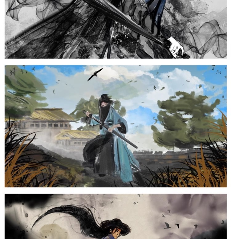浪人侠客武侠水墨人物中国风手绘插画海报psd设计素材源文件模板-大怪兽分享