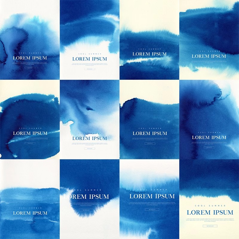 GC-04古典蓝色水墨水彩晕染墨迹背景广告海报PSD设计素材图模板-大怪兽分享