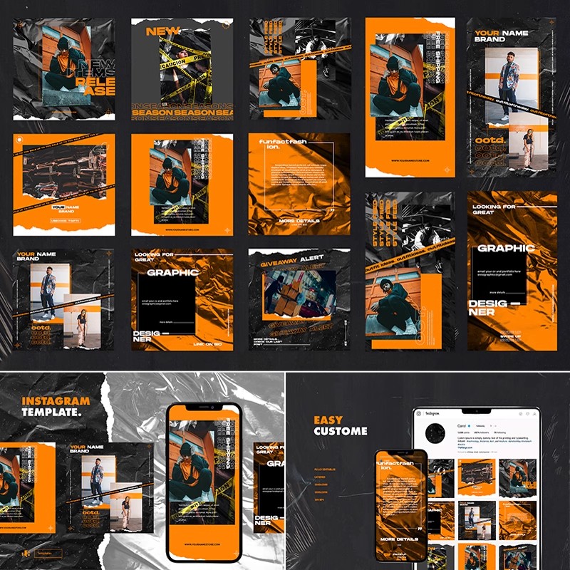 HC-19潮流时尚个性塑料胶纸褶皱纹理背景海报PSD设计素材模板贴图-大怪兽分享