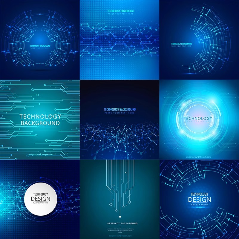 KJ-04智能电子科技科幻电路板电线芯片3C数码背景AI矢量设计素材-大怪兽分享