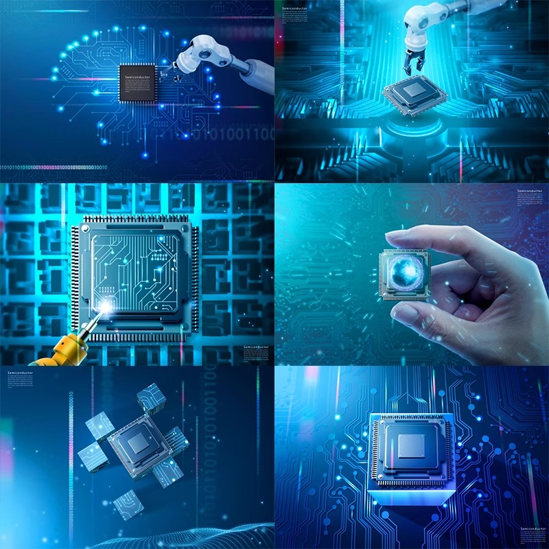 KJ-51现代科技微米纳米技术电脑CPU芯片制造工艺海报PSD素材模板-大怪兽分享