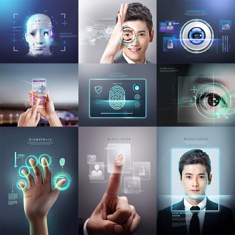 KJ-22指纹支付人脸眼睛识别金融安全智能科技PSD广告海报设计素材-大怪兽分享