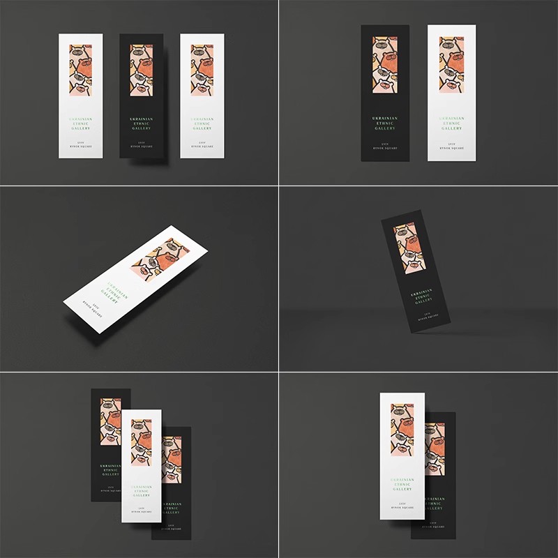 YJ-562书店长条形卡片书签文创品牌VI智能贴图样机PSD设计素材图-大怪兽分享