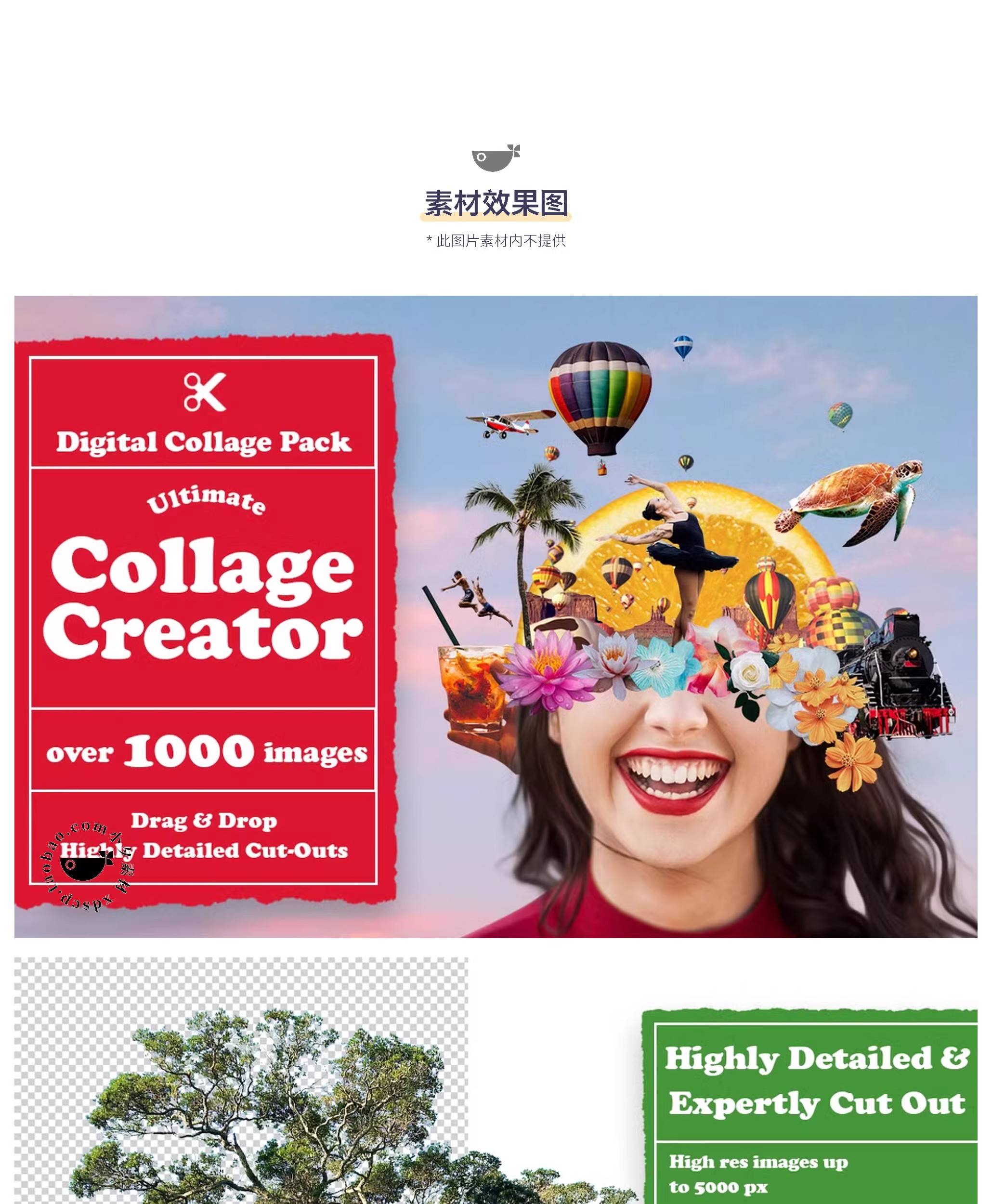 图片[3]-Y2K潮流拼贴画人物植物剪贴画PNG透明大图元素模板-大怪兽分享