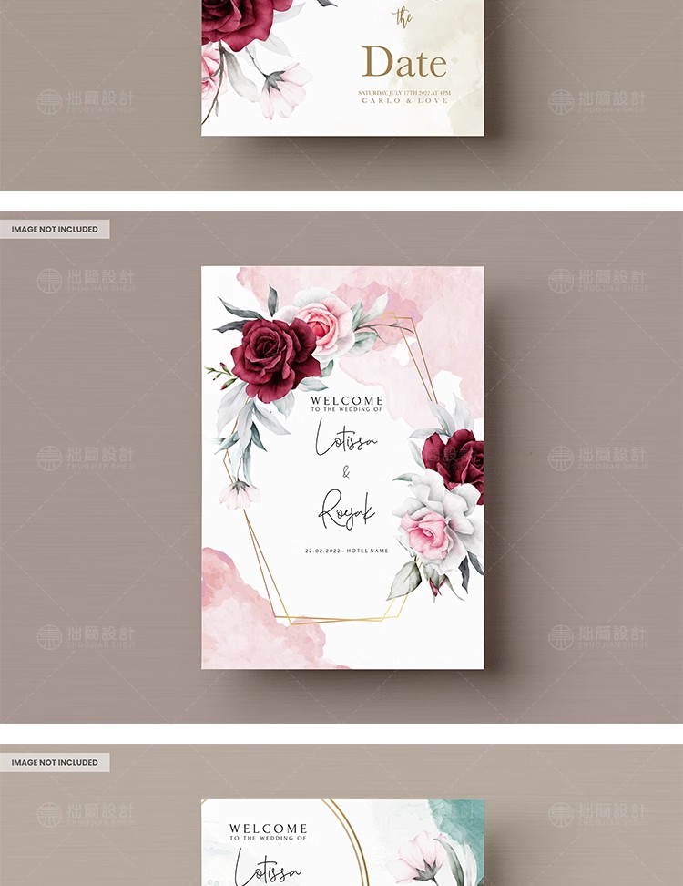 图片[3]-简约手绘水彩花朵植物请柬卡片邀请函贺卡背景海报PSD设计素材图-大怪兽分享