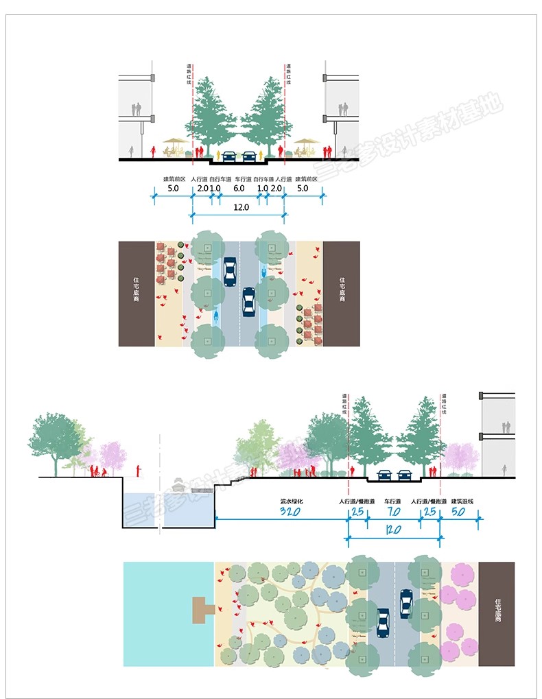 图片[3]-园林景观PS小清新植物分析图psd 乡村道路立面剖面分层源文件素材-大怪兽分享