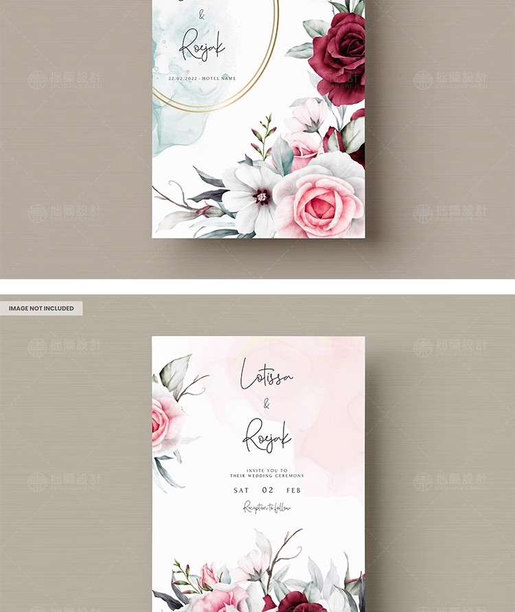 图片[4]-简约手绘水彩花朵植物请柬卡片邀请函贺卡背景海报PSD设计素材图-大怪兽分享