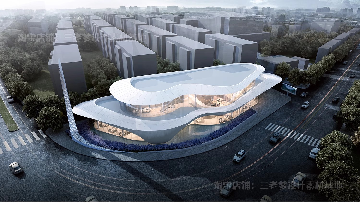 图片[4]-异形圆形建筑SU模型曲线展览馆美术馆艺术文化场馆科技馆草图大师-大怪兽分享