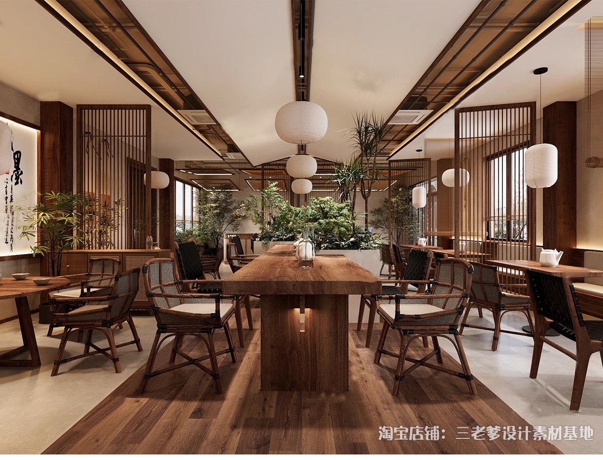 图片[4]-茶艺馆SU模型库新中式茶文化体验馆展厅茶室制茶炒茶加工装置雕塑-大怪兽分享