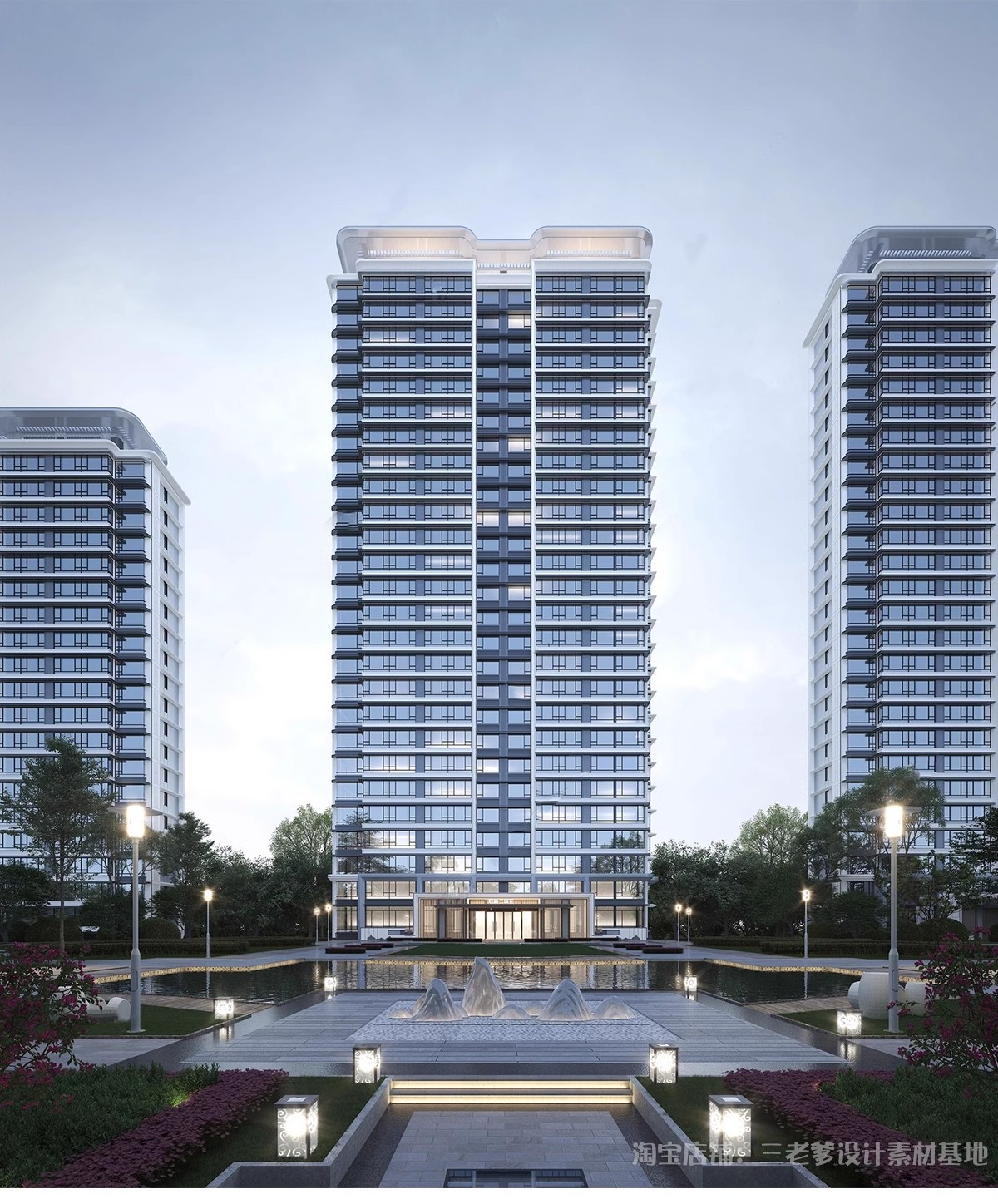 图片[4]-居住区住宅建筑SU模型 高层大平层小区景观规划设计草图大师素材-大怪兽分享