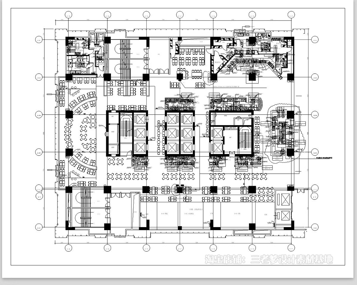 图片[4]-商场美食街美食城CAD施工图 商业广场室内小吃城平面布置图布局图-大怪兽分享