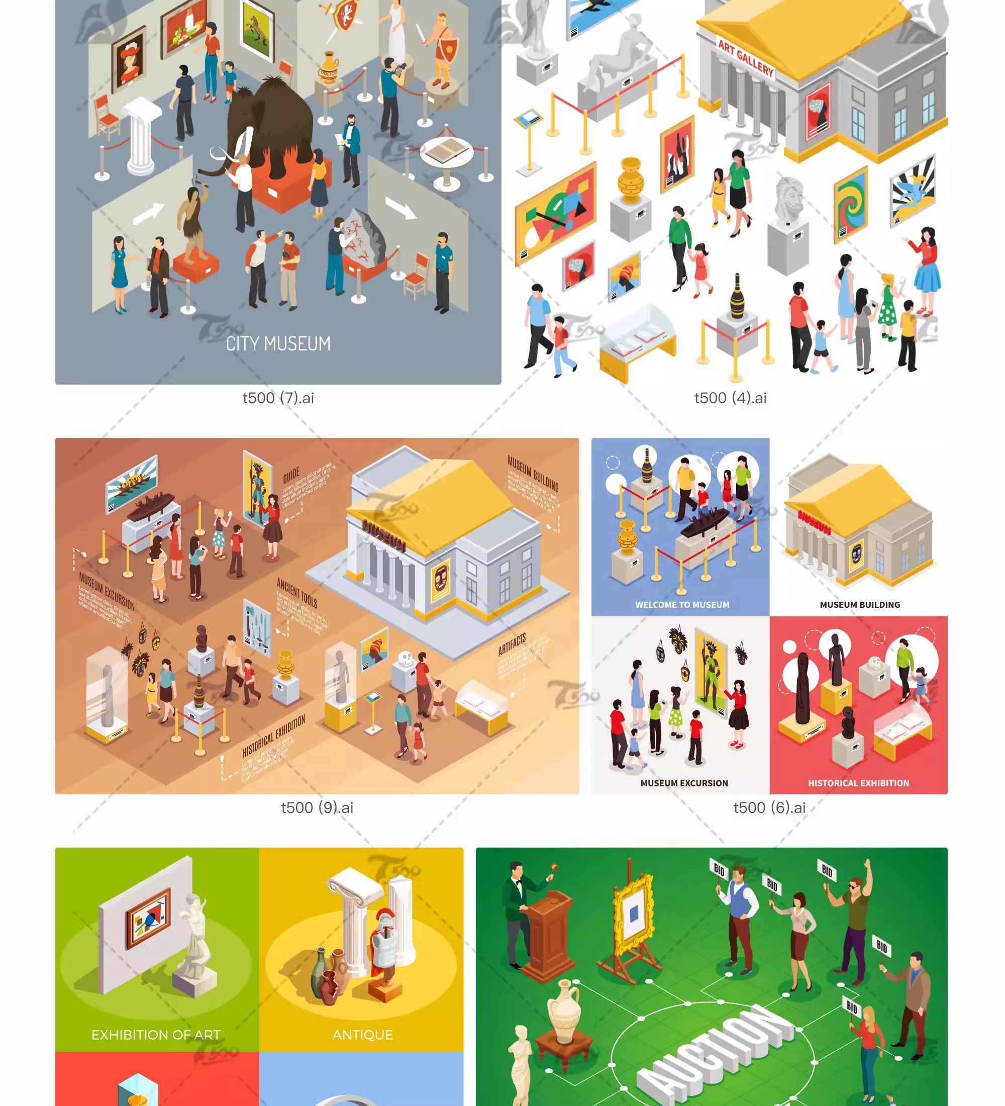 图片[4]-2.5d现代自然历史科技博物馆建筑艺术美术展插画ai矢量设计素材-大怪兽分享