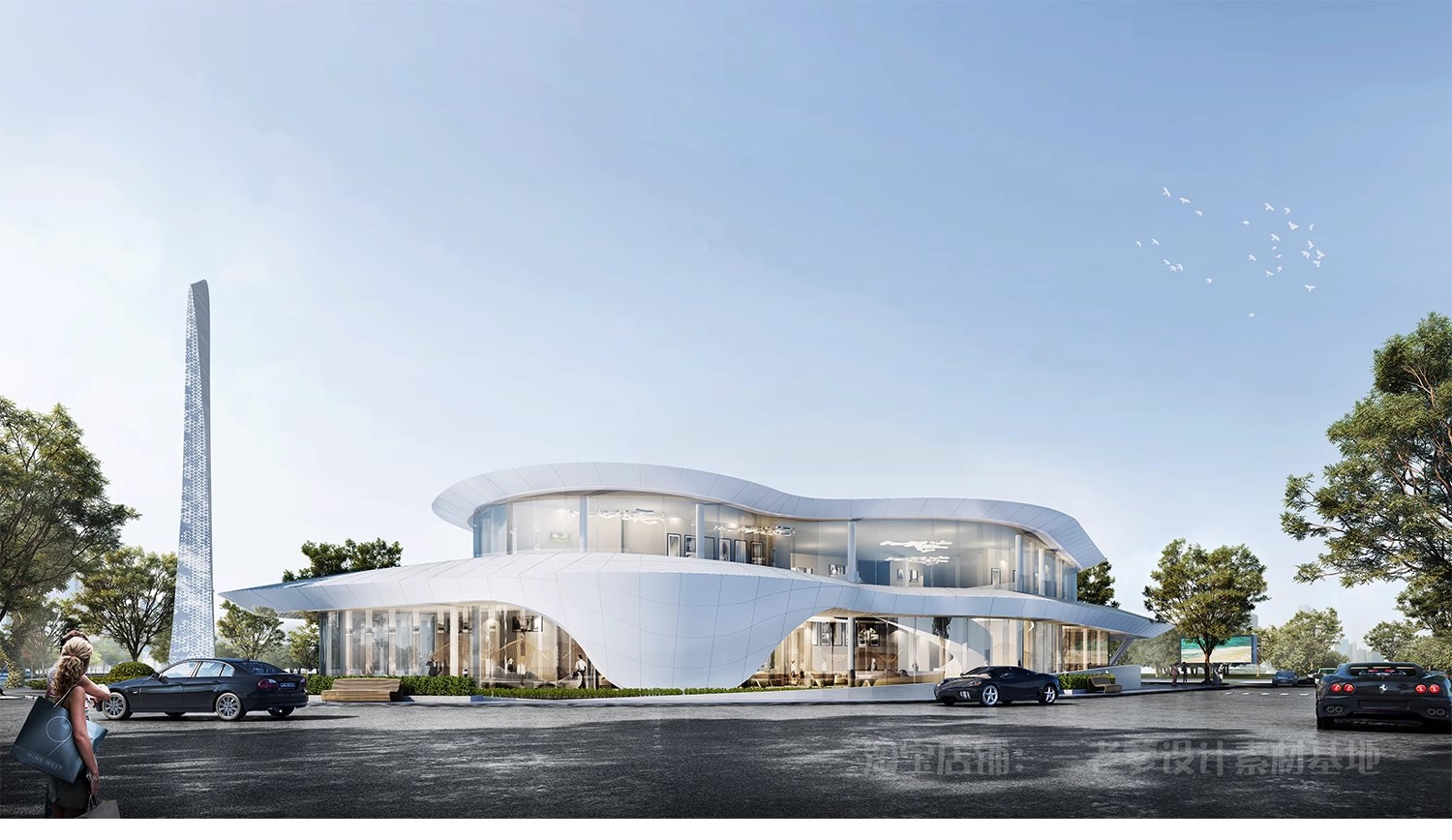 图片[5]-异形圆形建筑SU模型曲线展览馆美术馆艺术文化场馆科技馆草图大师-大怪兽分享