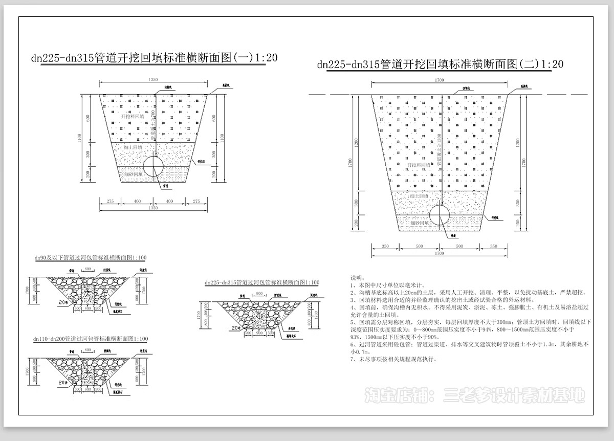 图片[5]-管沟开挖基坑支护CAD施工图 HDPE双壁波纹管管沟开挖回填布置图纸-大怪兽分享