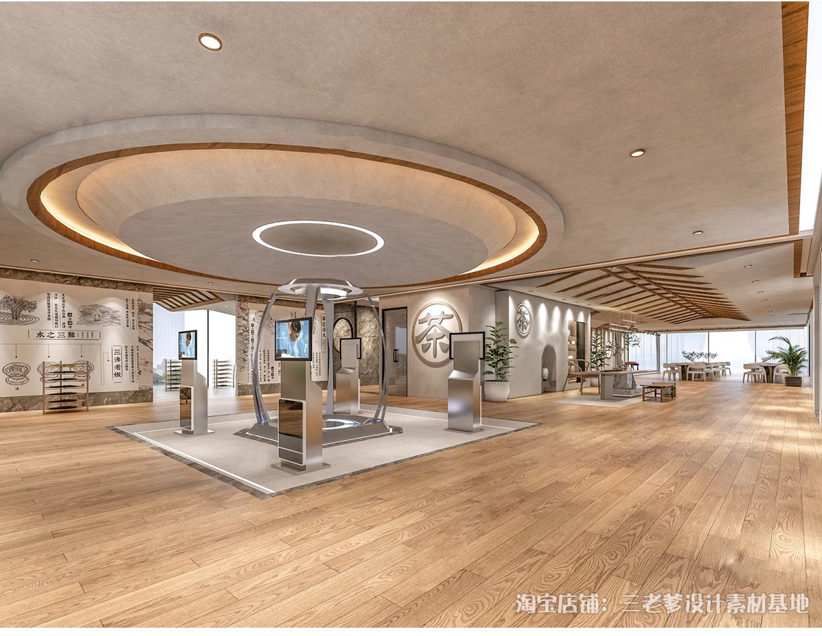 图片[5]-茶艺馆SU模型库新中式茶文化体验馆展厅茶室制茶炒茶加工装置雕塑-大怪兽分享