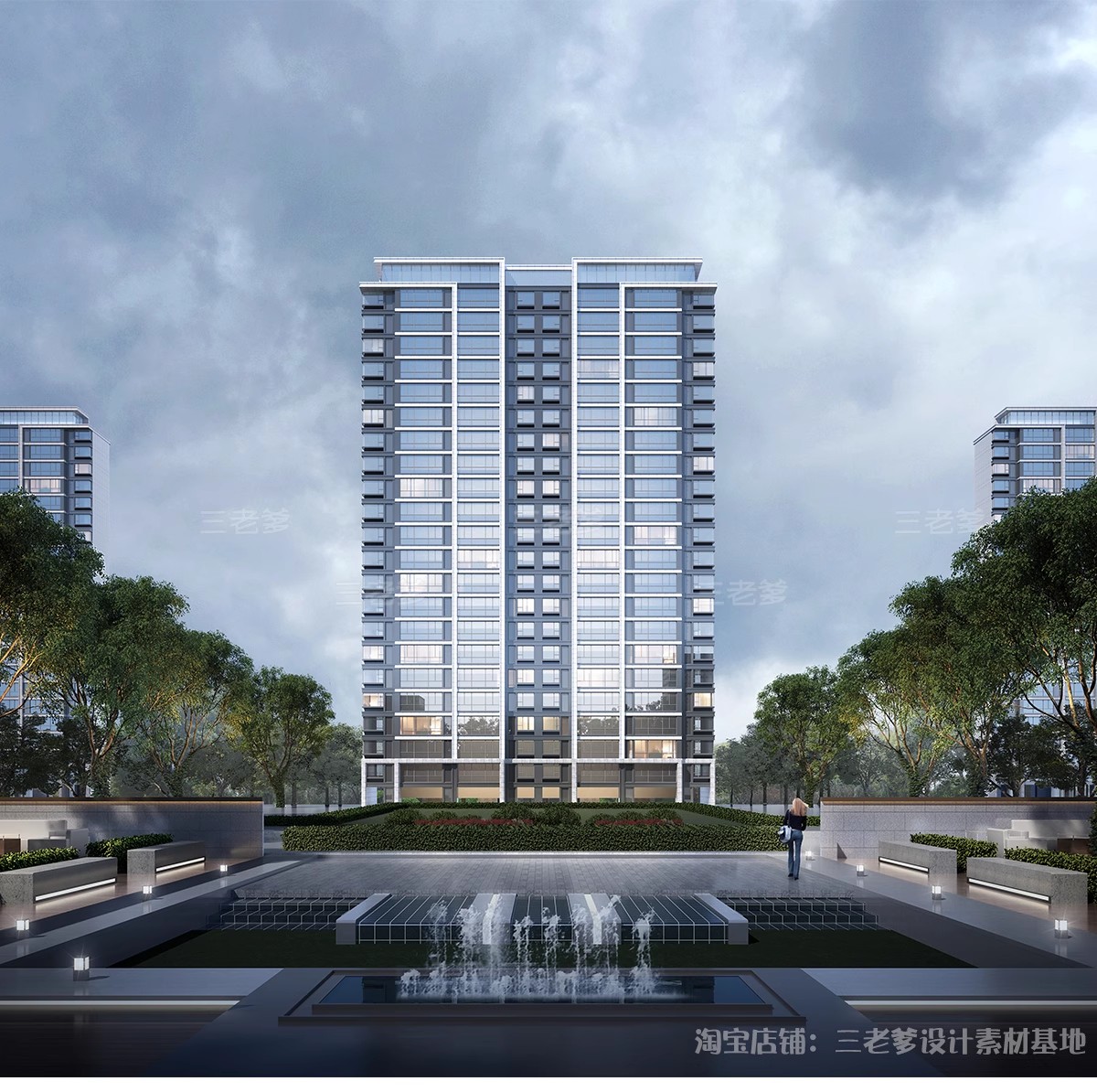 图片[5]-居住区住宅建筑SU模型 高层大平层小区景观规划设计草图大师素材-大怪兽分享