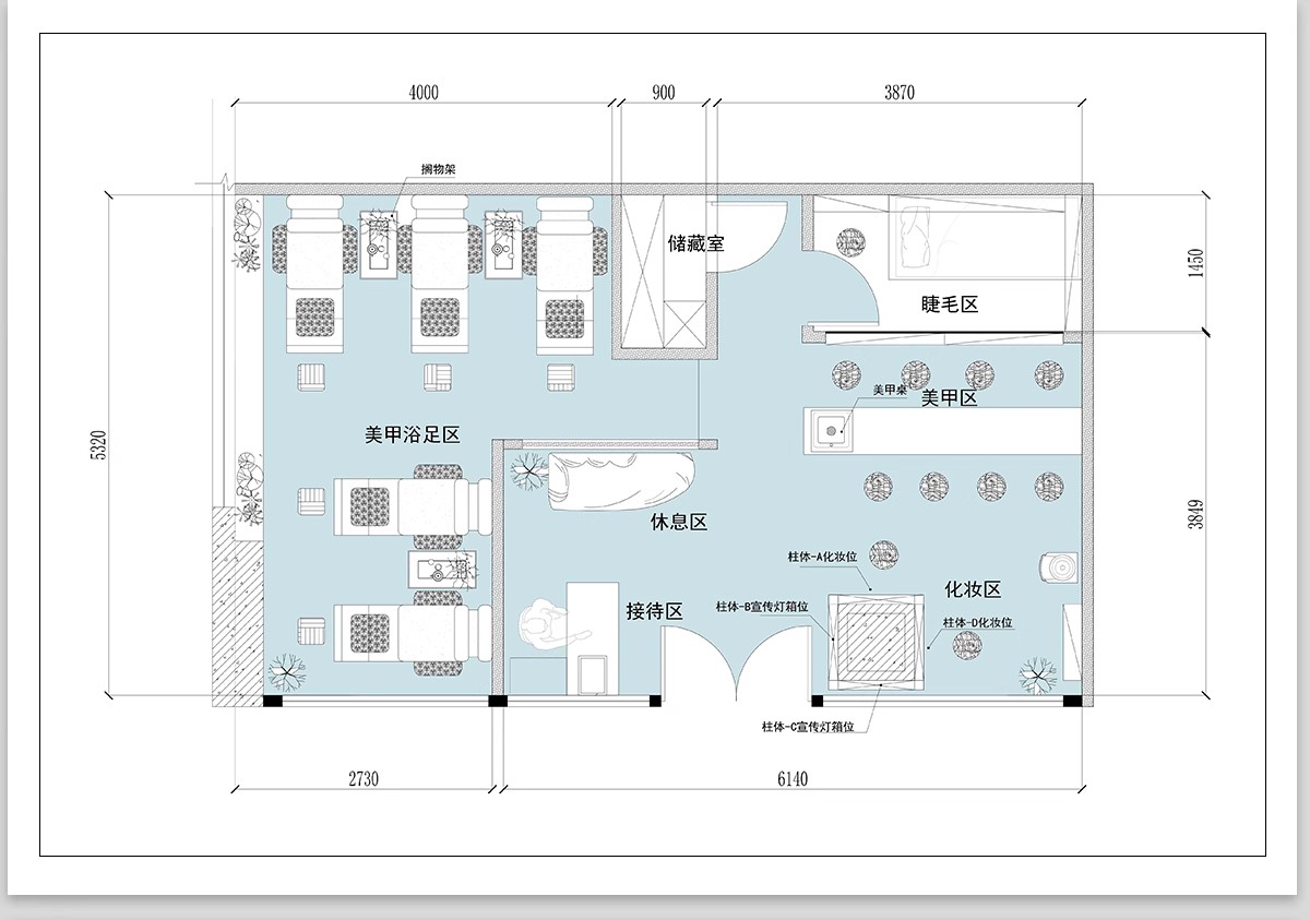 图片[4]-美甲店CAD施工图美睫店室内装修设计平面布局图奶油风效果图素材-大怪兽分享
