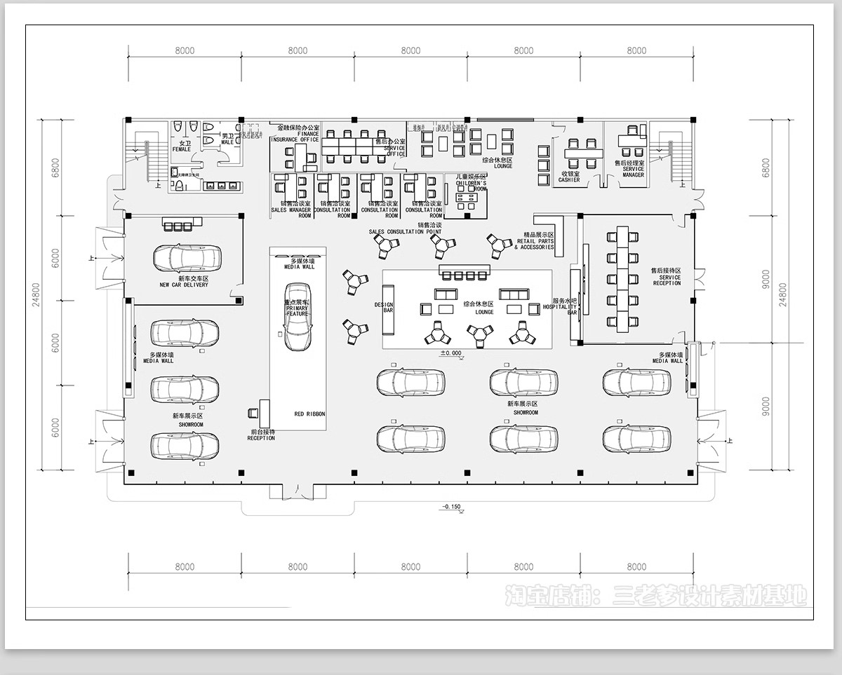 图片[5]-汽车4s店展厅设计CAD施工图 平面图布局图布置图建筑方案装修图纸-大怪兽分享