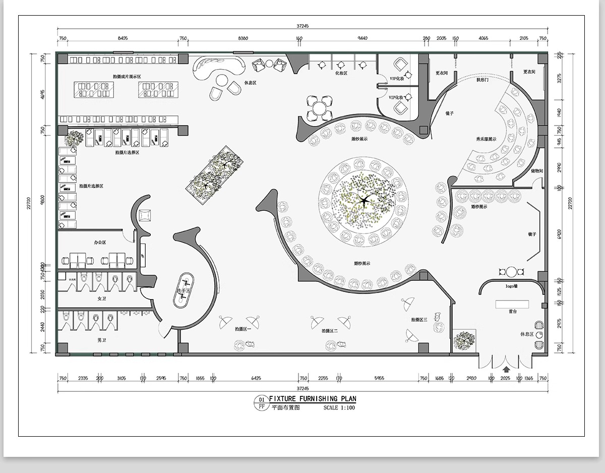 图片[5]-婚纱店摄影店影楼CAD施工图 室内平面布置方案礼服馆装修设计素材-大怪兽分享