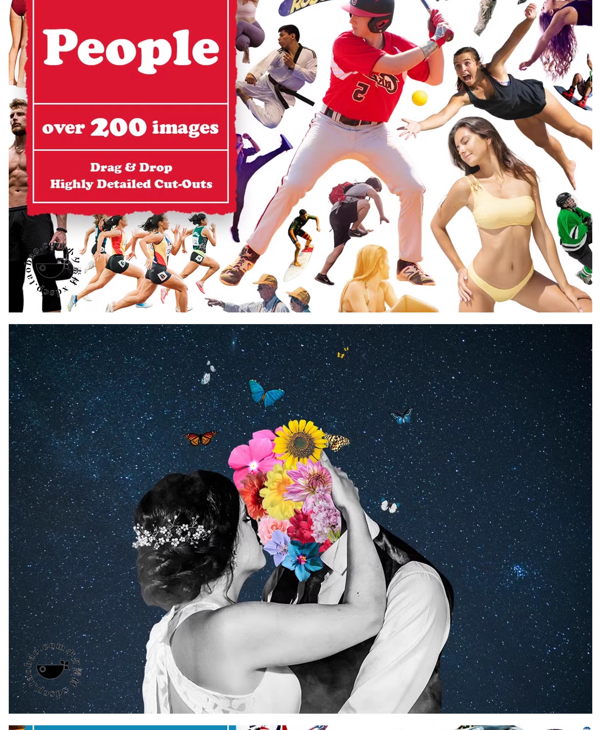 图片[5]-Y2K潮流拼贴画人物植物剪贴画PNG透明大图元素模板-大怪兽分享