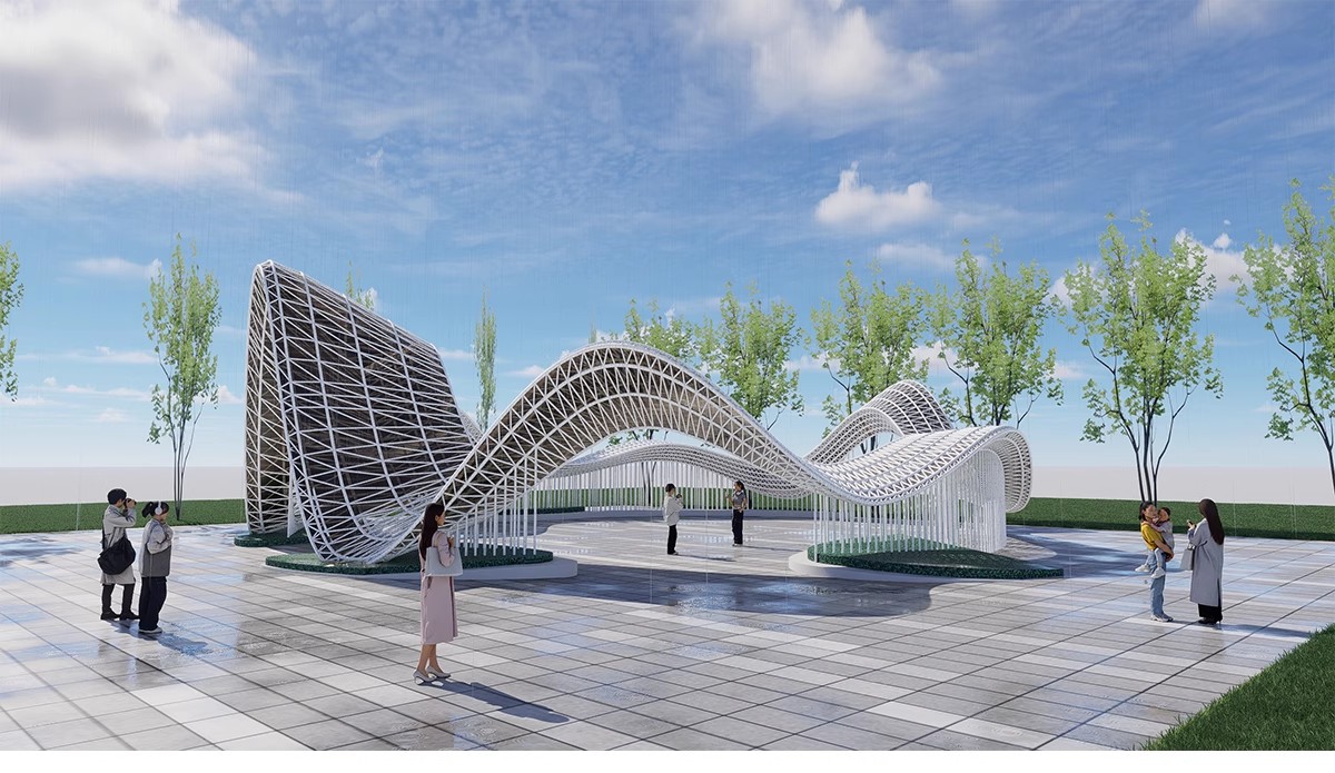 图片[5]-异形弧形廊架SU模型公园亭子广场休闲亭长廊景观构筑廊架SketchUp-大怪兽分享