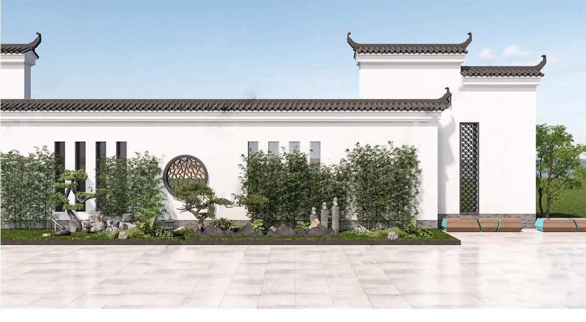 图片[6]-新中式徽派马头墙民俗建筑照壁景墙仿古建筑白山墙瓦片屋檐SU模型-大怪兽分享