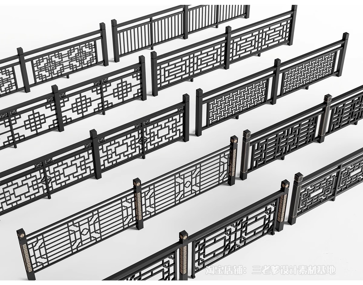 图片[6]-铁艺栏杆围栏su模型 欧式庭院住宅小区铝艺栅栏护栏围墙草图大师-大怪兽分享