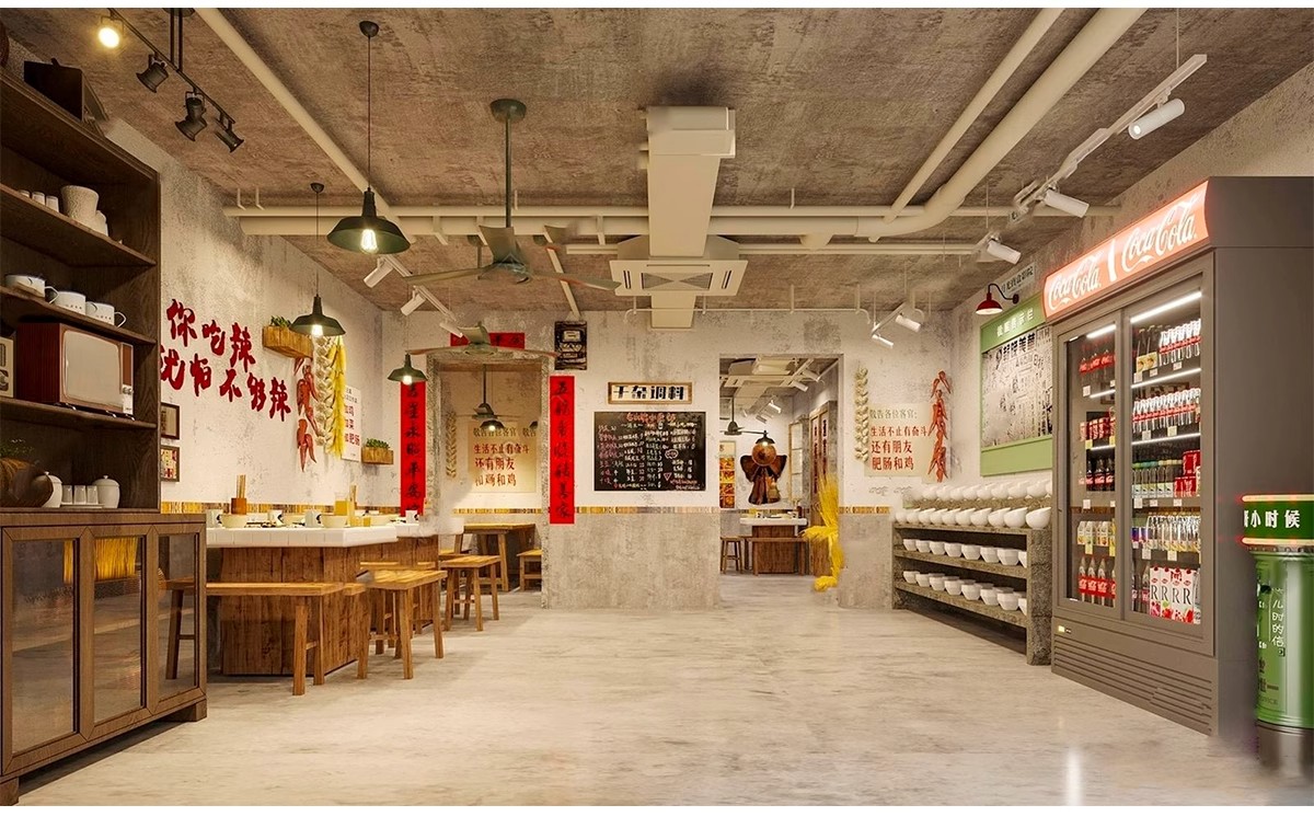 图片[6]-怀旧主题餐厅SU模型库工业港式复古火锅店80年代桌椅摆件草图大师-大怪兽分享