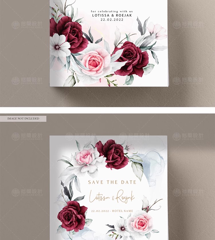 图片[6]-简约手绘水彩花朵植物请柬卡片邀请函贺卡背景海报PSD设计素材图-大怪兽分享