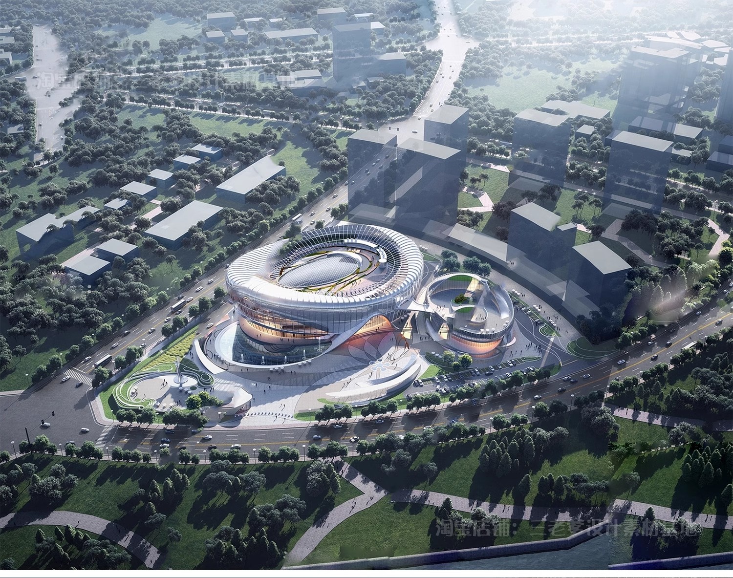 图片[7]-异形圆形建筑SU模型曲线展览馆美术馆艺术文化场馆科技馆草图大师-大怪兽分享