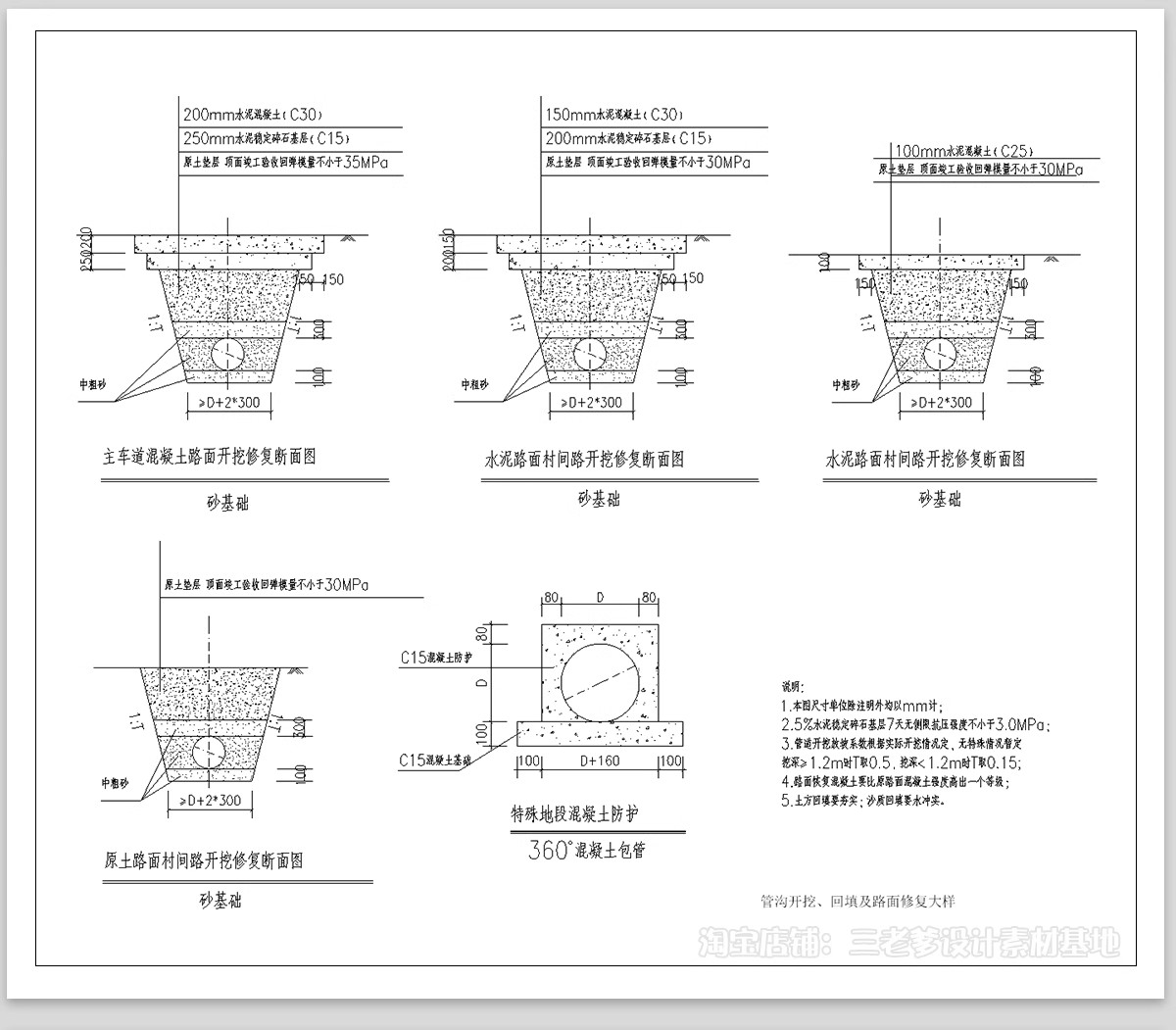 图片[7]-管沟开挖基坑支护CAD施工图 HDPE双壁波纹管管沟开挖回填布置图纸-大怪兽分享