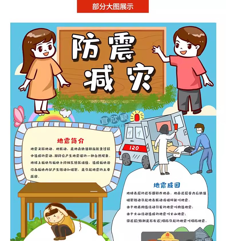图片[6]-全国防震减灾日地震知识电子版小报地震急救逃生手抄报黑板报模板-大怪兽分享