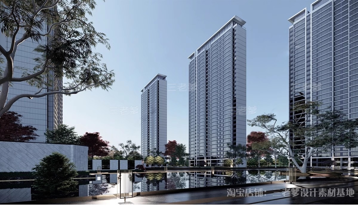 图片[7]-居住区住宅建筑SU模型 高层大平层小区景观规划设计草图大师素材-大怪兽分享