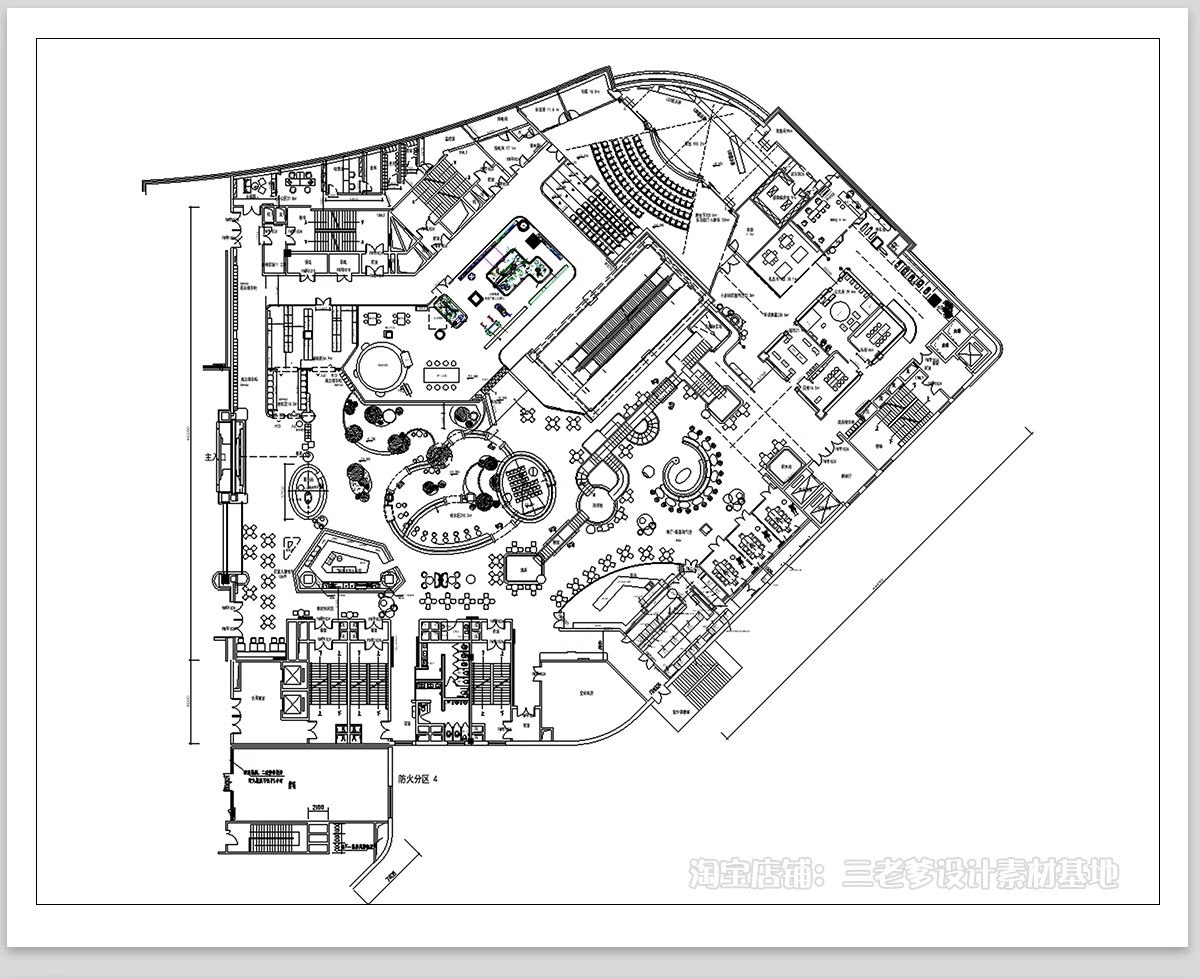 图片[7]-商场美食街美食城CAD施工图 商业广场室内小吃城平面布置图布局图-大怪兽分享