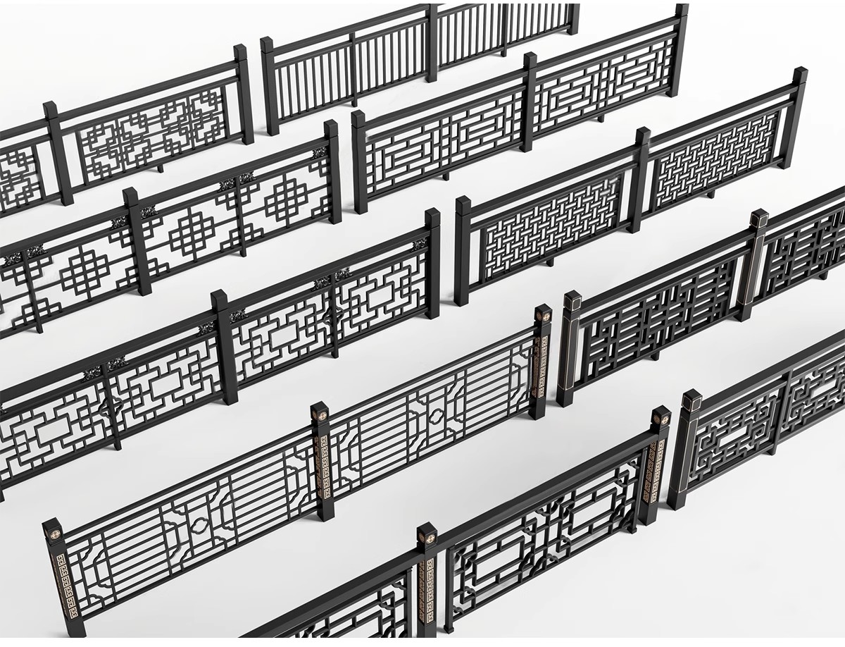图片[7]-中式雕花防腐木头栏杆景观桥木质扶手围栏乡村护栏SU模型草图大师-大怪兽分享