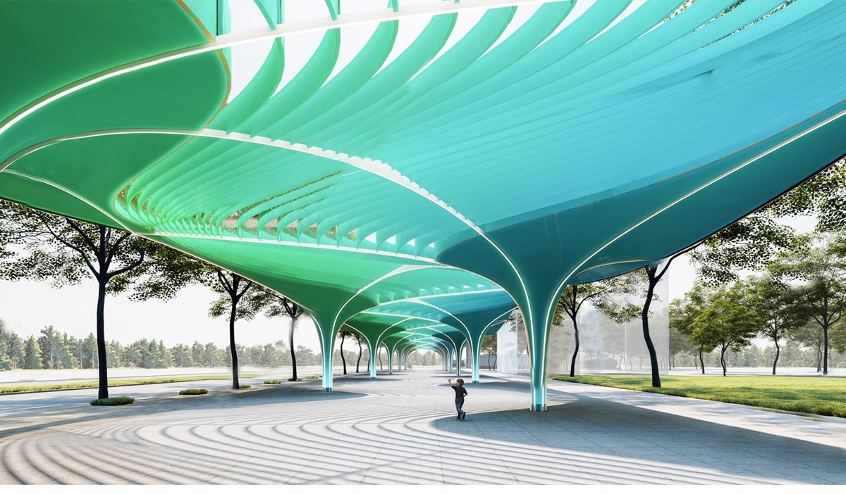 图片[7]-异形弧形廊架SU模型公园亭子广场休闲亭长廊景观构筑廊架SketchUp-大怪兽分享