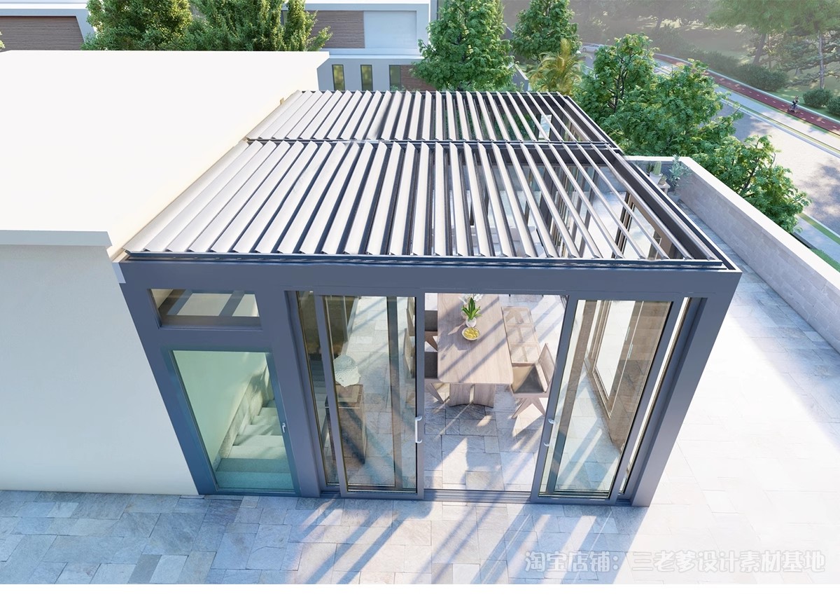 图片[8]-玻璃阳光房SU模型 现代家装别墅庭院封阳台露台屋顶设计草图大师-大怪兽分享