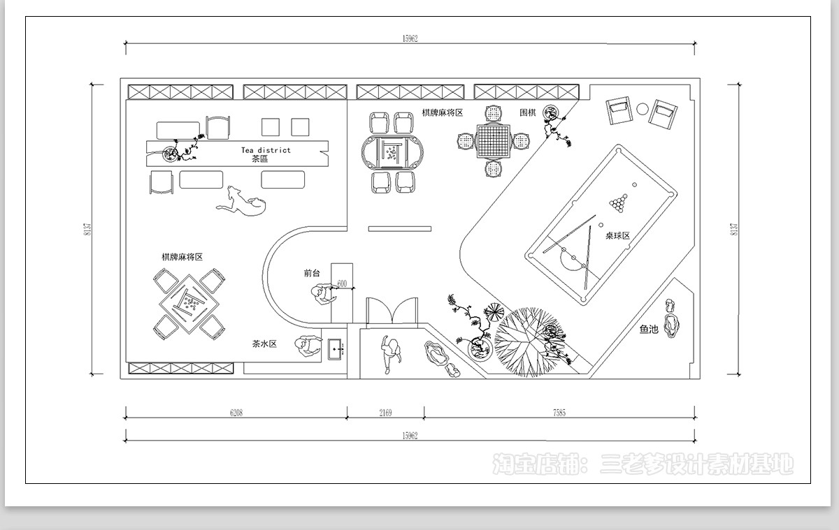 图片[8]-棋牌室CAD施工图 娱乐休闲会所平面布局方案立面剖面节点大样图库-大怪兽分享