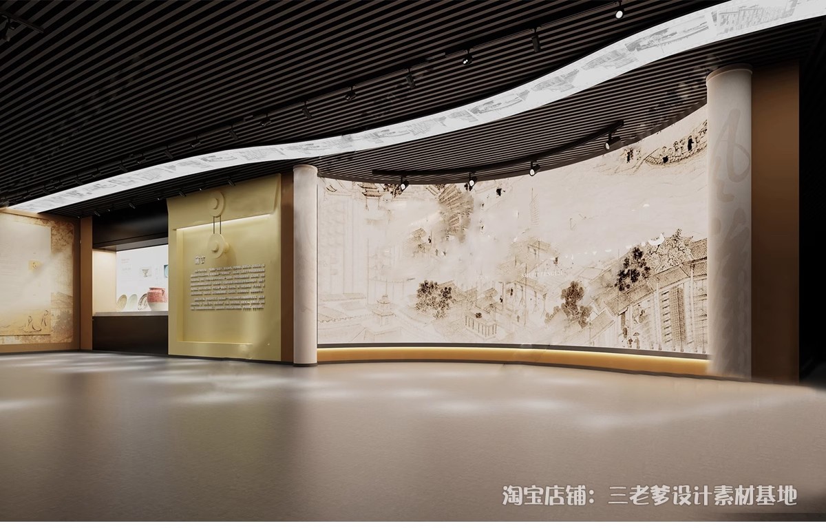 图片[8]-博物馆展厅展板文化墙SU模型现代展览墙展架宣传栏展台草图大师-大怪兽分享
