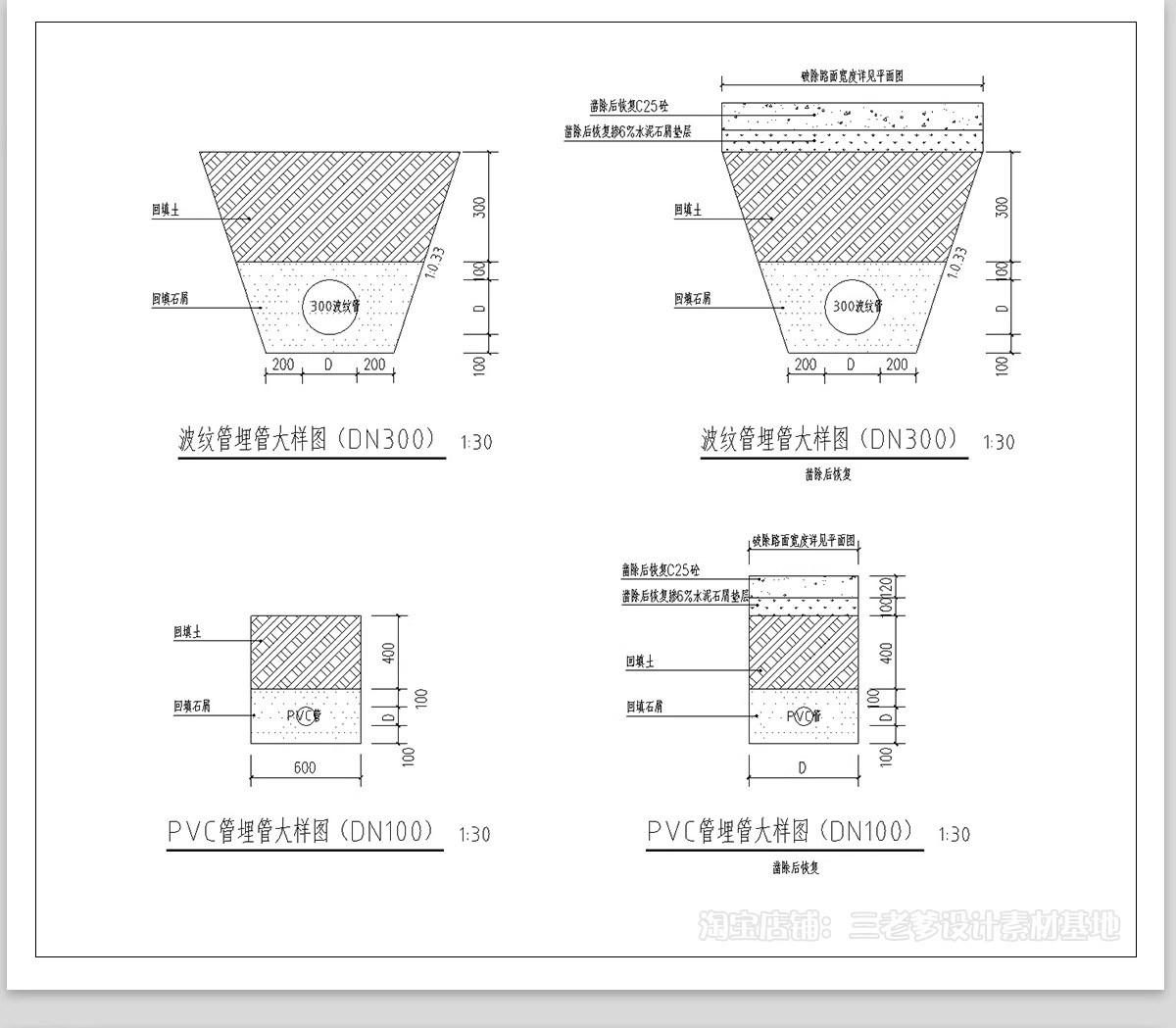 图片[9]-管沟开挖基坑支护CAD施工图 HDPE双壁波纹管管沟开挖回填布置图纸-大怪兽分享