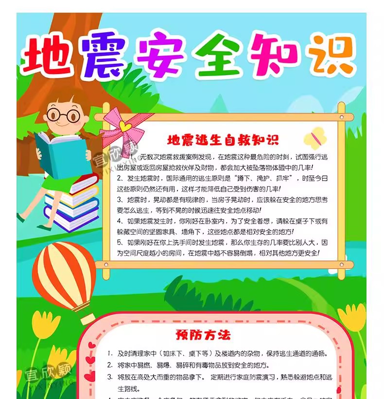 图片[8]-全国防震减灾日地震知识电子版小报地震急救逃生手抄报黑板报模板-大怪兽分享